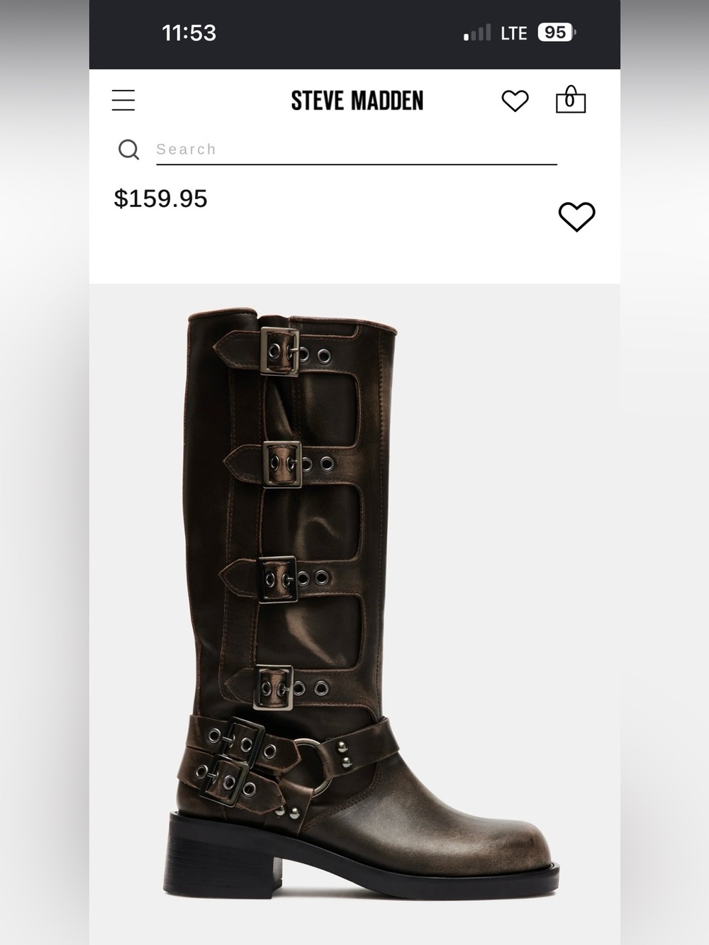 Steve Madden Tall Buckle Strap Knee Boot in Dark Brown